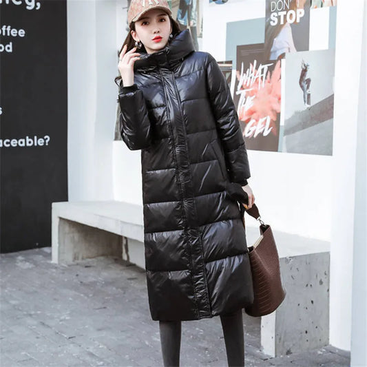 Down Cotton Winter Jackets Women's Clothing Long Parkas Slim Hooded Warm Winter Coats Female Black Overcoats V1162
