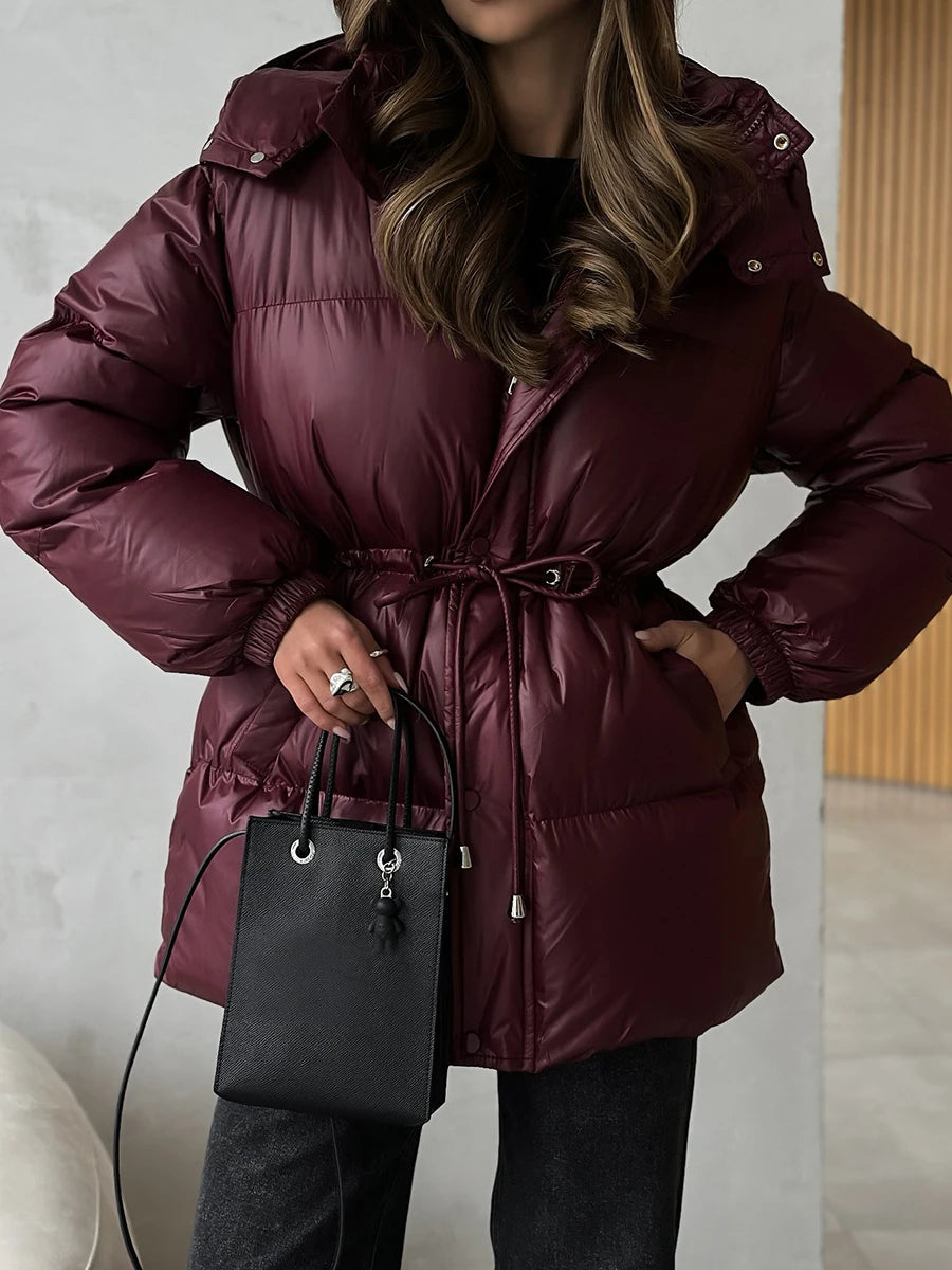 2025 New Fashion Warm Padded Jacket Women Winter Parkas Long Sleeve Hooded Bread Cotton Clothes Female Thick Jacket Outerwear