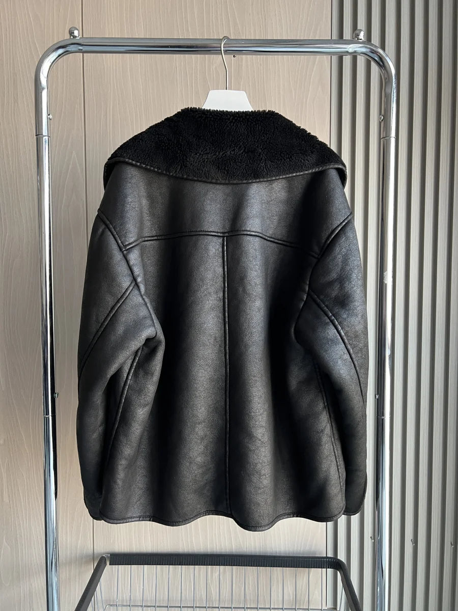 Women's ZW Series Double-Sided Collar Oversized Long-Sleeve Jacket Warm Coat 3548246