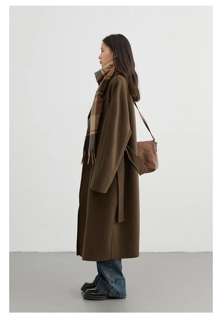 CHIC VEN Women Long Double-sided Woolen Coats Retro Loose Female Overcoat Double Breasted Ladies Windbreak Autumn Winter 2025