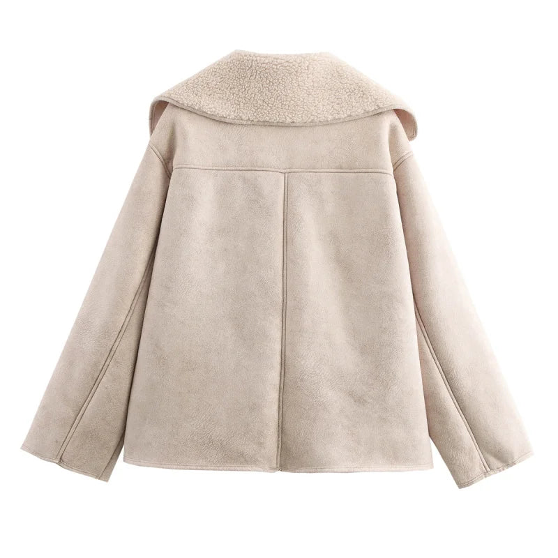 Women's ZW Series Double-Sided Collar Oversized Long-Sleeve Jacket Warm Coat 3548246