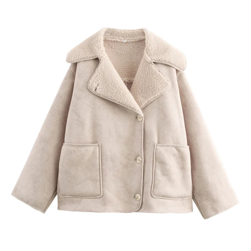 Women's ZW Series Double-Sided Collar Oversized Long-Sleeve Jacket Warm Coat 3548246