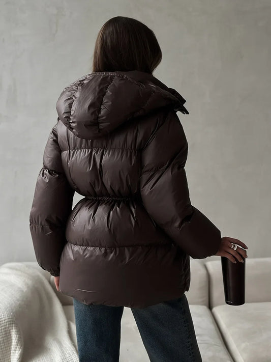 2025 New Fashion Warm Padded Jacket Women Winter Parkas Long Sleeve Hooded Bread Cotton Clothes Female Thick Jacket Outerwear