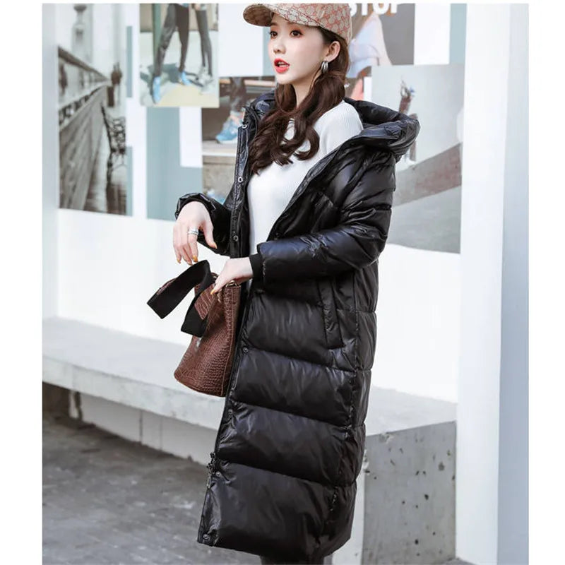 Down Cotton Winter Jackets Women's Clothing Long Parkas Slim Hooded Warm Winter Coats Female Black Overcoats V1162