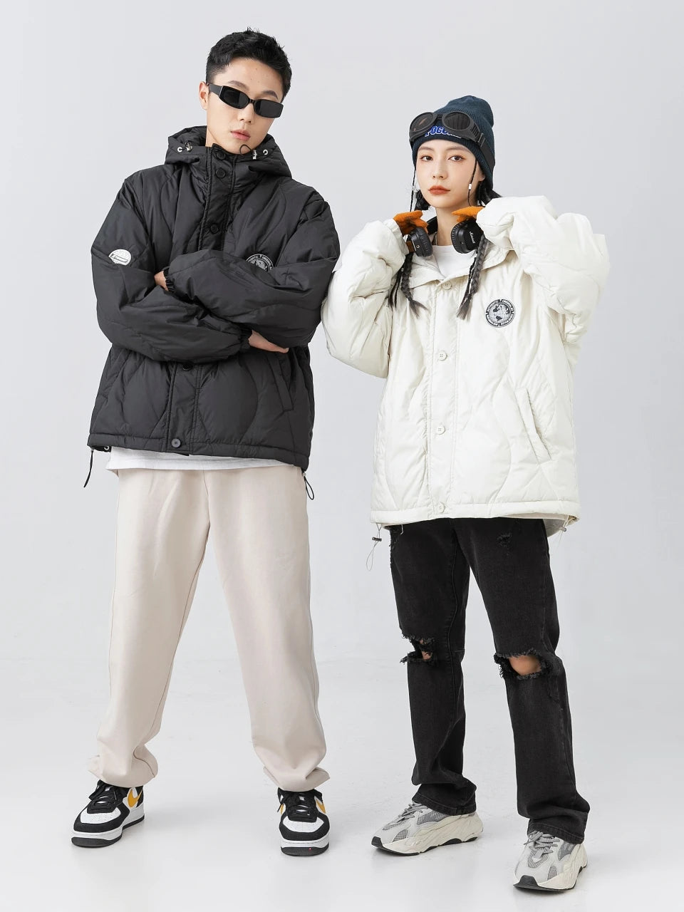 Down Jackets Unisex Winter Casual Jacket Coat Windproof Oversized Hip Hop Streetwear Black Waterproof Jackets