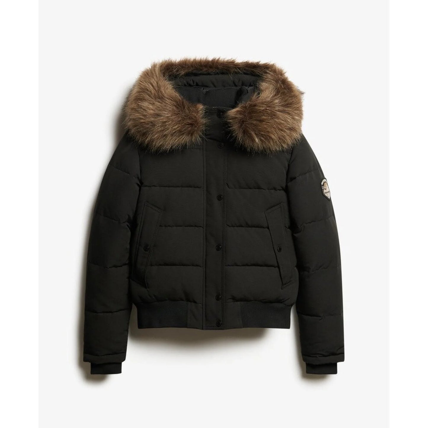 Women’s Cropped Puffer Jacket with Faux Fur Hood