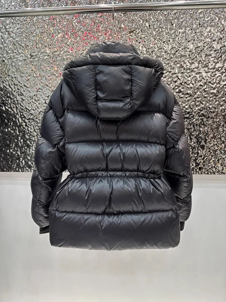 CXFS 2025 New Winter High Waisted 90% White Duck Down Coat Women Hooded Loose Thickened Warm Black Extreme Cold Puffer Jacket
