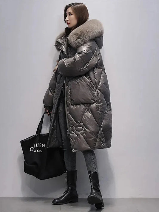Women Loose Long Knee Padded Cotton Parka