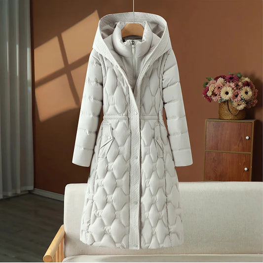 Long Winter Parkas Women's Down Cotton-padded Jacket Detachable-sleeve Coats Thicken Warm Overcoat Hooded Outerwear