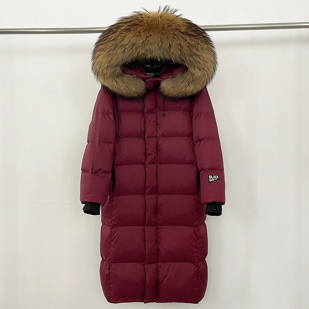 Reality Raccoon Fur Coat – New Winter Over The Knee Puffer Jacket for Women