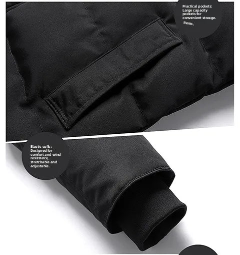 Men’s Down Cotton Jacket – Mid-Length Winter Coat