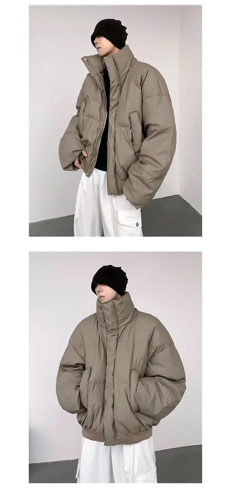 Trendy Turtleneck Cotton-Padded Jacket for Men – High-End Warm Winter Parka