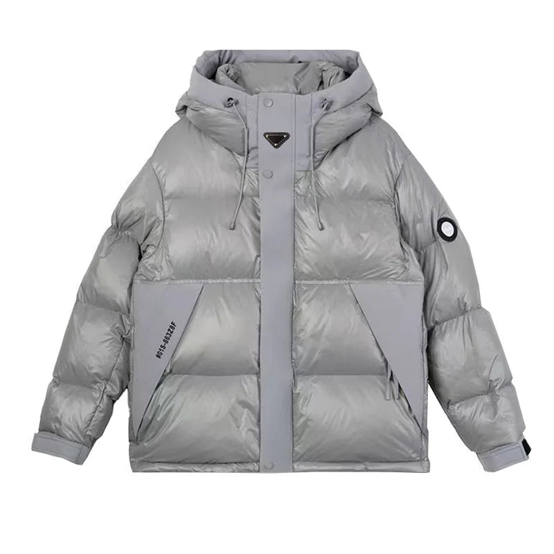 Splice Thickened Winter Triangle Marker Hooded Warm Casual Winter Down Jackets Men