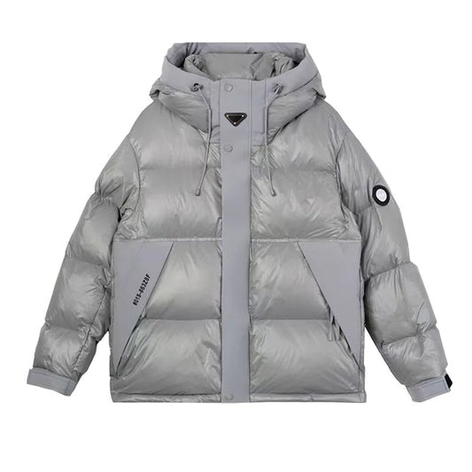 Splice Thickened Winter Triangle Marker Hooded Warm Casual Winter Down Jackets Men