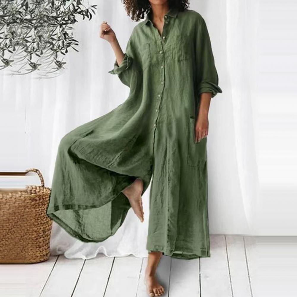 Women’s Cotton Linen Jumpsuit – Oversized Vintage Summer Playsuit