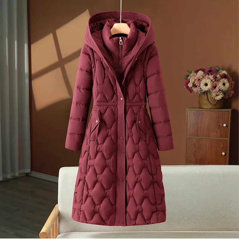 Long Winter Parkas Women's Down Cotton-padded Jacket Detachable-sleeve Coats Thicken Warm Overcoat Hooded Outerwear