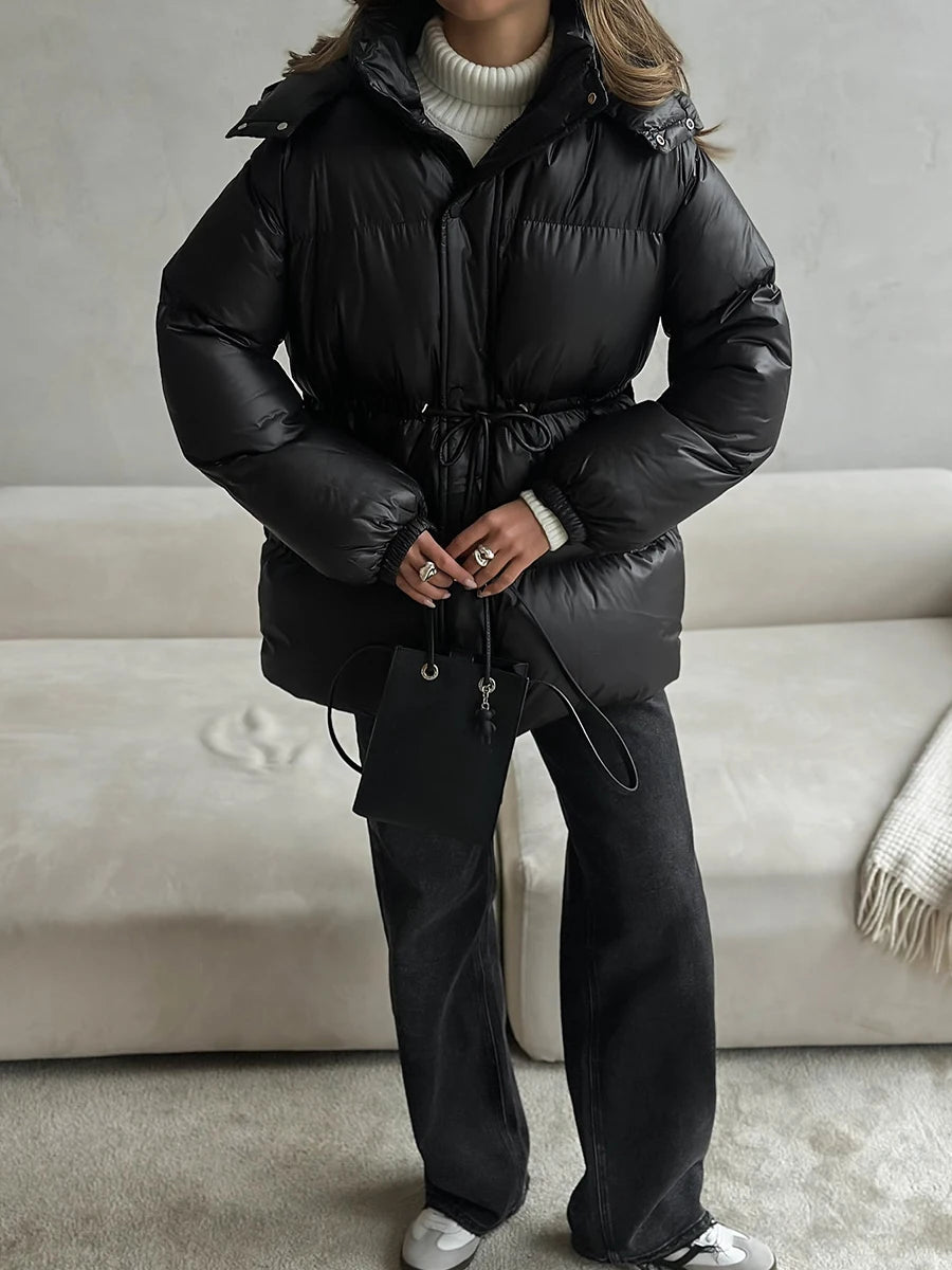 2025 New Fashion Warm Padded Jacket Women Winter Parkas Long Sleeve Hooded Bread Cotton Clothes Female Thick Jacket Outerwear