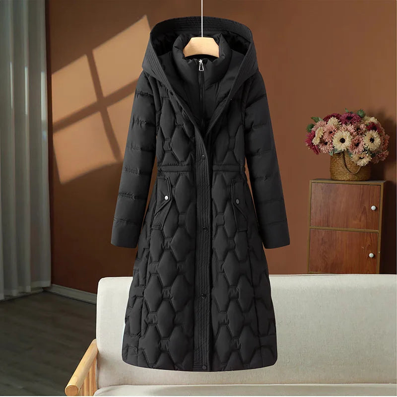 Long Winter Parkas Women's Down Cotton-padded Jacket Detachable-sleeve Coats Thicken Warm Overcoat Hooded Outerwear