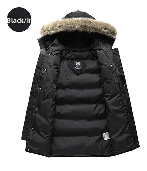 Men’s Down Cotton Jacket – Mid-Length Winter Coat