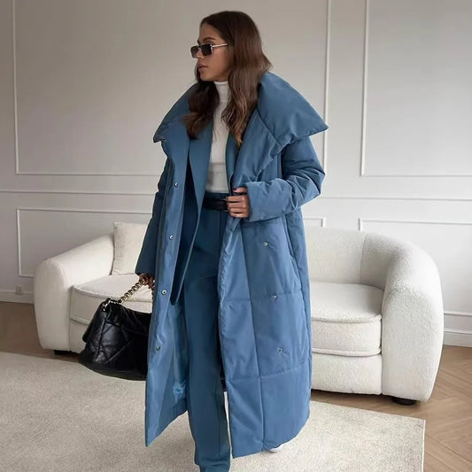 Warm Long Cotton Jaet Stand Collar Loose Fit Women's Autumn Winter Coat Thiened Long Sve  Color Commute Sle