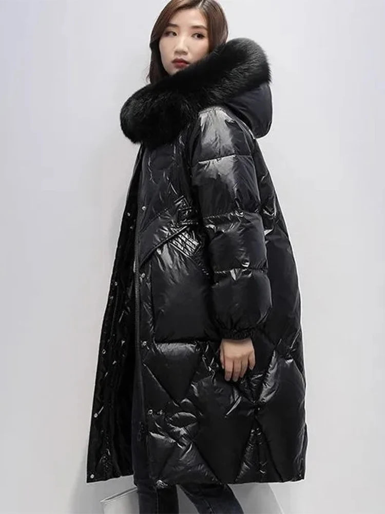 Women Loose Long Knee Padded Cotton Parka