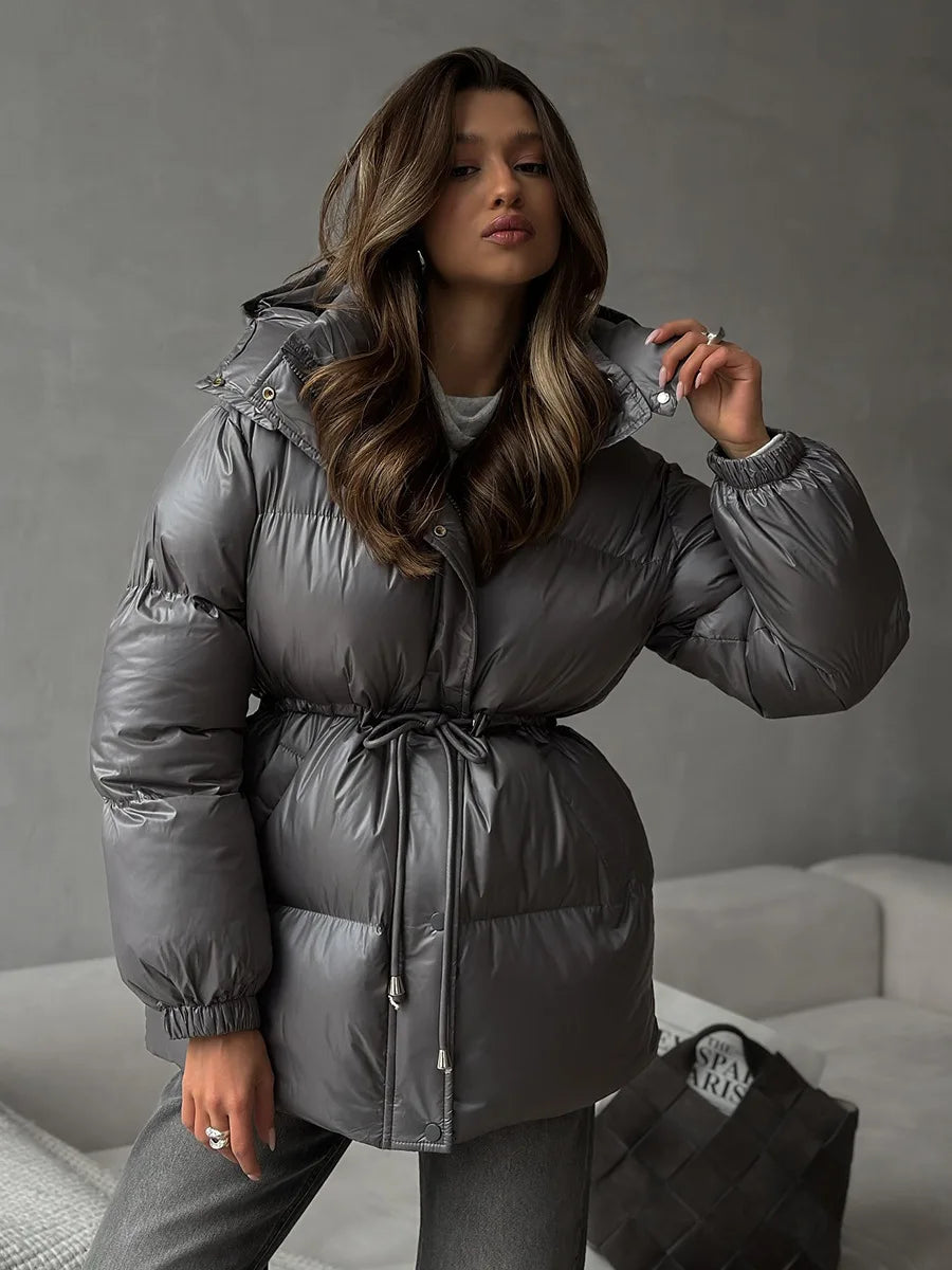 2025 New Fashion Warm Padded Jacket Women Winter Parkas Long Sleeve Hooded Bread Cotton Clothes Female Thick Jacket Outerwear