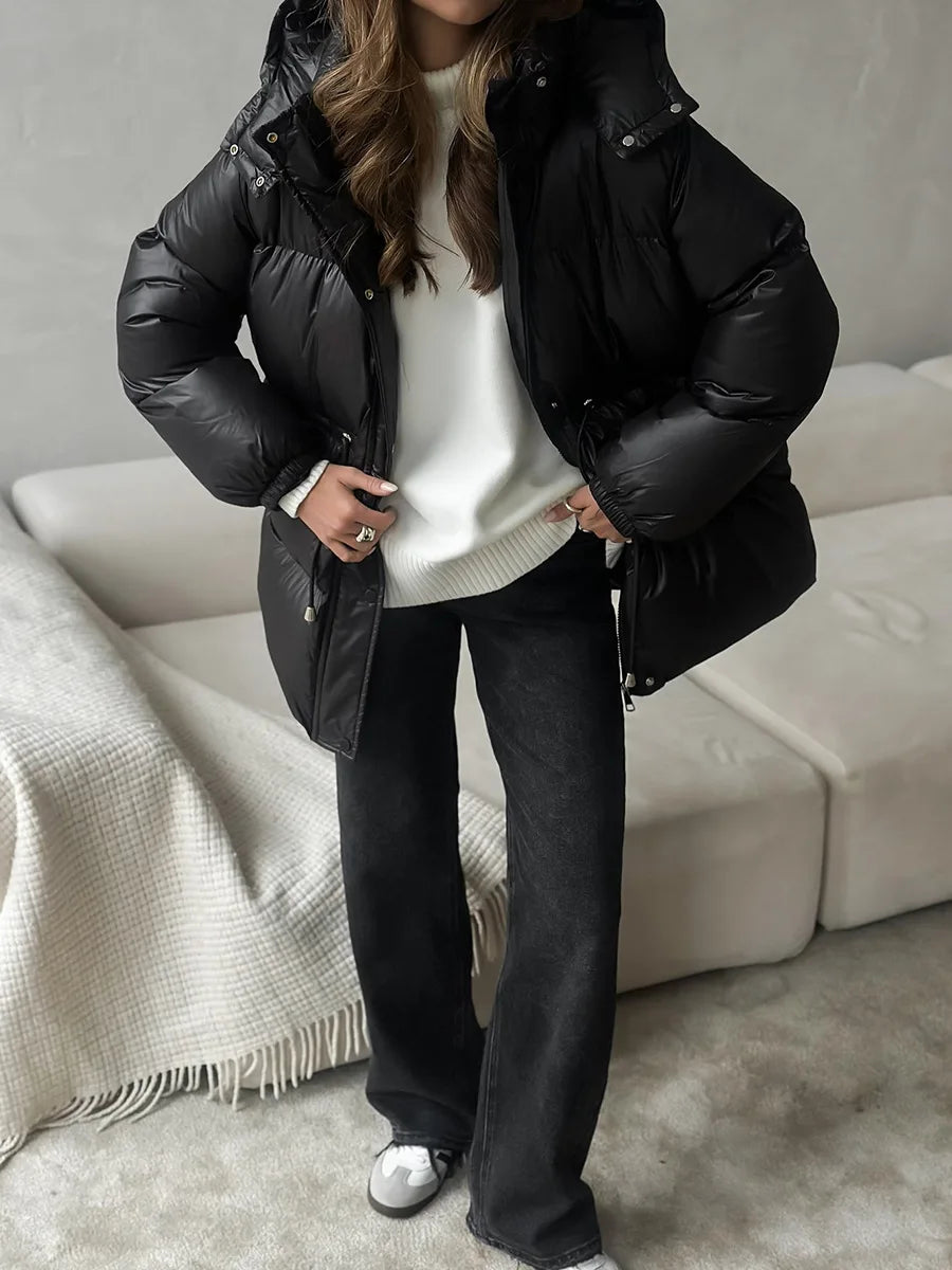 2025 New Fashion Warm Padded Jacket Women Winter Parkas Long Sleeve Hooded Bread Cotton Clothes Female Thick Jacket Outerwear