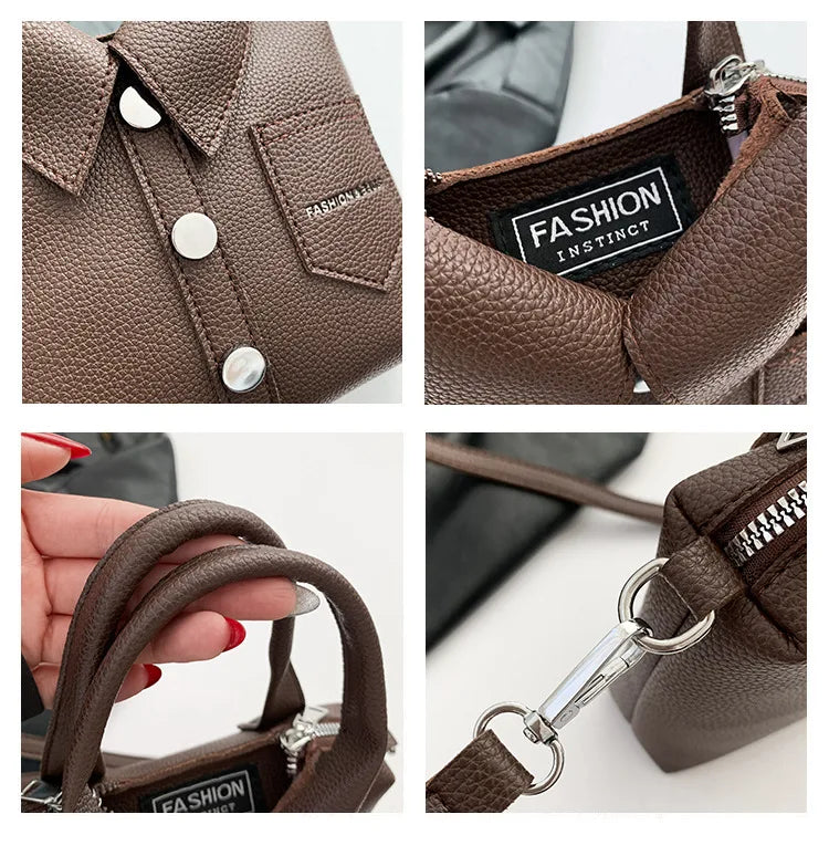 PU Square Compact Shoulder & Crossbody Bag