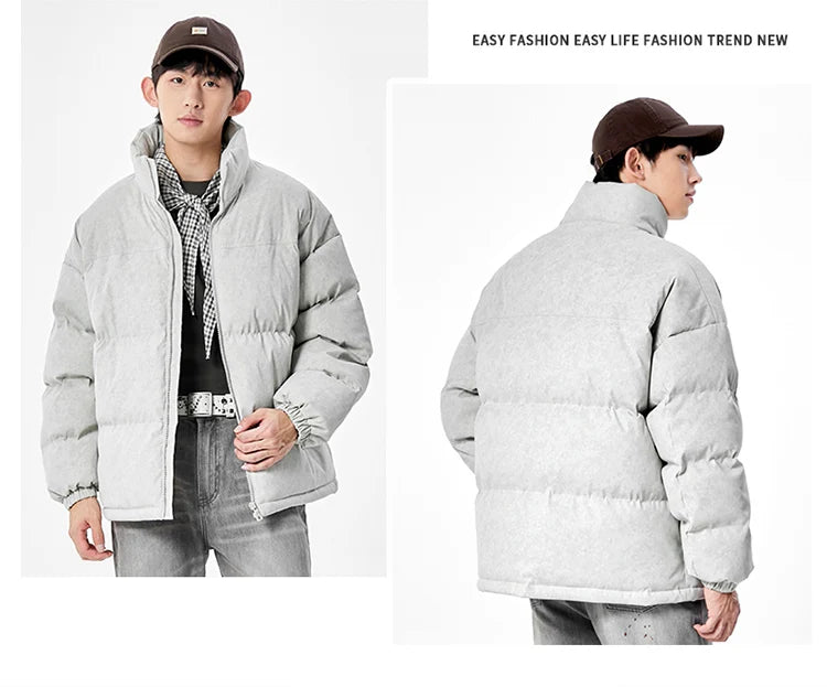 Warm Unisex Stand Collar Jacket Coats Outdoor Parka Cotton-Padded couple Pure Cotton loose High Quality brand winter clothing