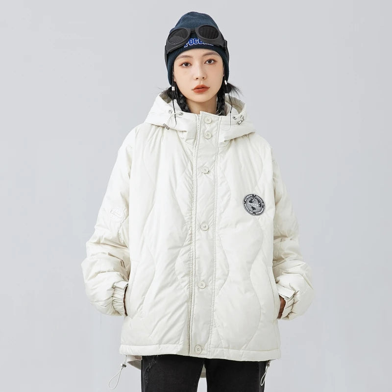 Down Jackets Unisex Winter Casual Jacket Coat Windproof Oversized Hip Hop Streetwear Black Waterproof Jackets