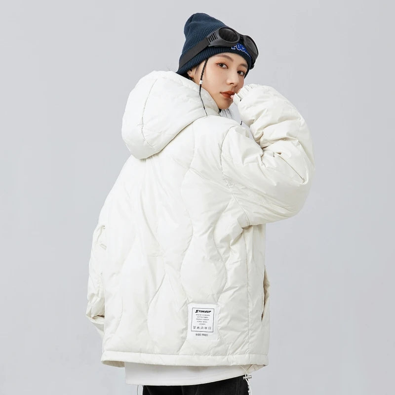 Down Jackets Unisex Winter Casual Jacket Coat Windproof Oversized Hip Hop Streetwear Black Waterproof Jackets