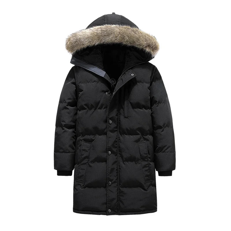 Men’s Down Cotton Jacket – Mid-Length Winter Coat