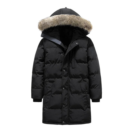 Men’s Down Cotton Jacket – Mid-Length Winter Coat