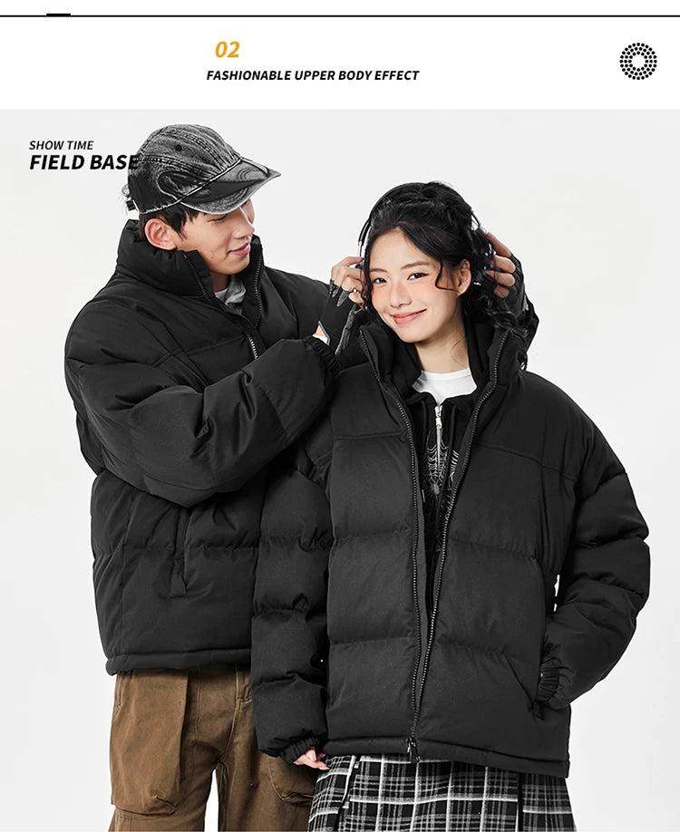 Warm Unisex Stand Collar Jacket Coats Outdoor Parka Cotton-Padded couple Pure Cotton loose High Quality brand winter clothing