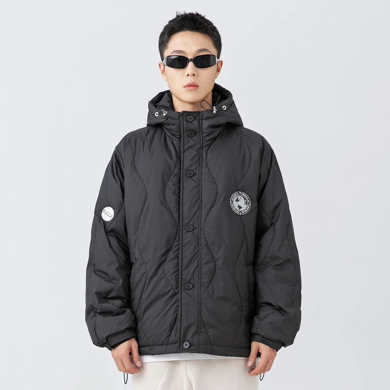 Down Jackets Unisex Winter Casual Jacket Coat Windproof Oversized Hip Hop Streetwear Black Waterproof Jackets