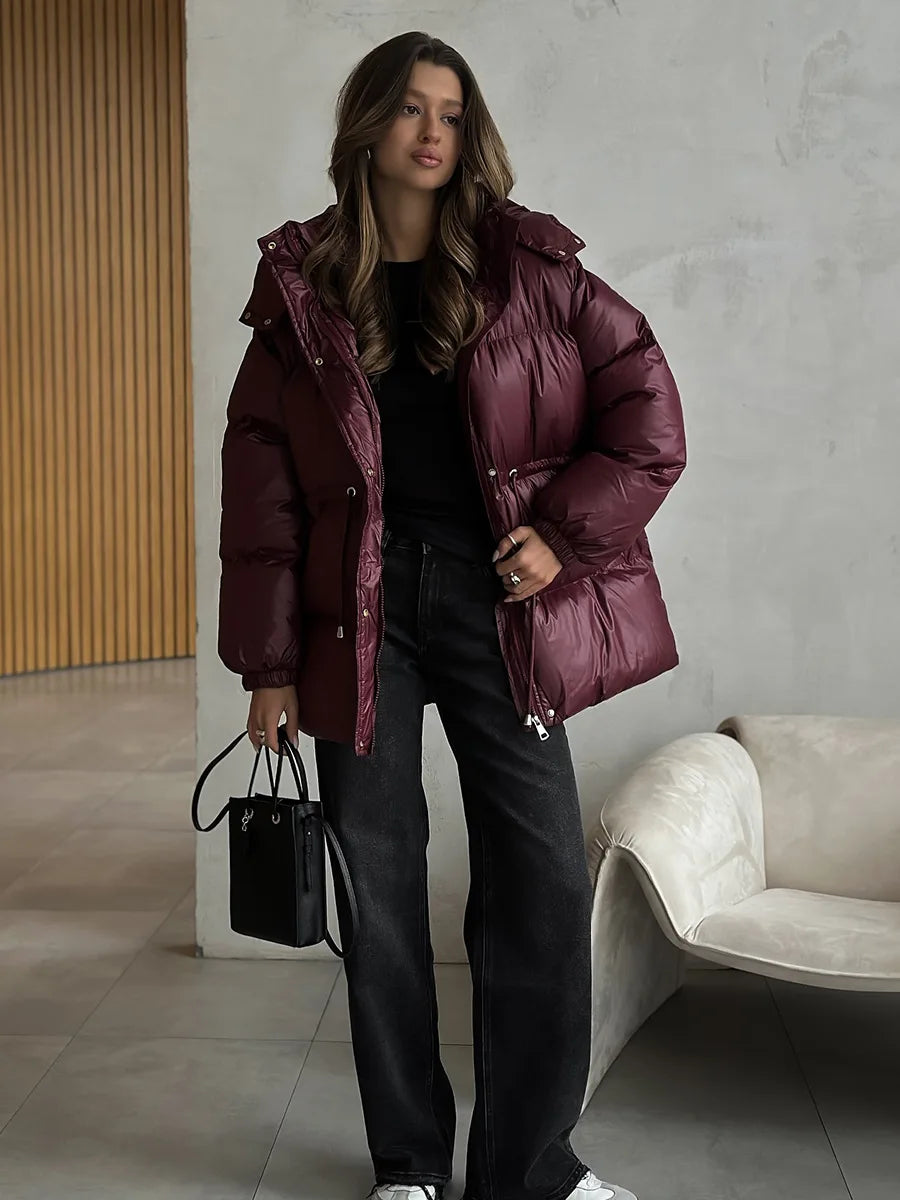 2025 New Fashion Warm Padded Jacket Women Winter Parkas Long Sleeve Hooded Bread Cotton Clothes Female Thick Jacket Outerwear