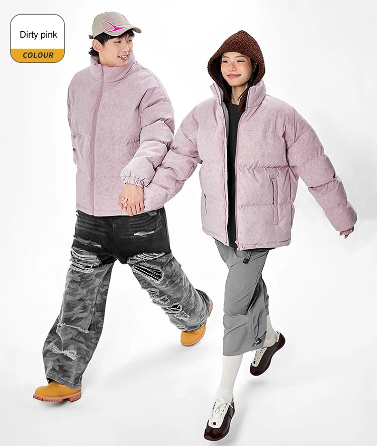 Warm Unisex Stand Collar Jacket Coats Outdoor Parka Cotton-Padded couple Pure Cotton loose High Quality brand winter clothing