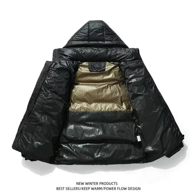 CAMEL autumn and winter men's hooded goose down jacket luxurious, fashionable, casual outdoor waterproof and warm down jacket