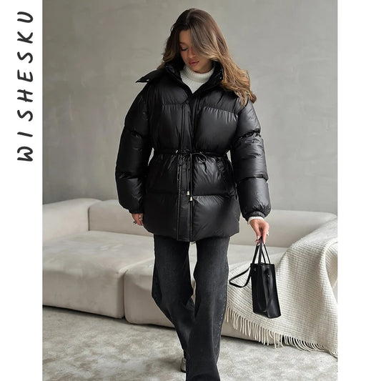 2025 New Fashion Warm Padded Jacket Women Winter Parkas Long Sleeve Hooded Bread Cotton Clothes Female Thick Jacket Outerwear