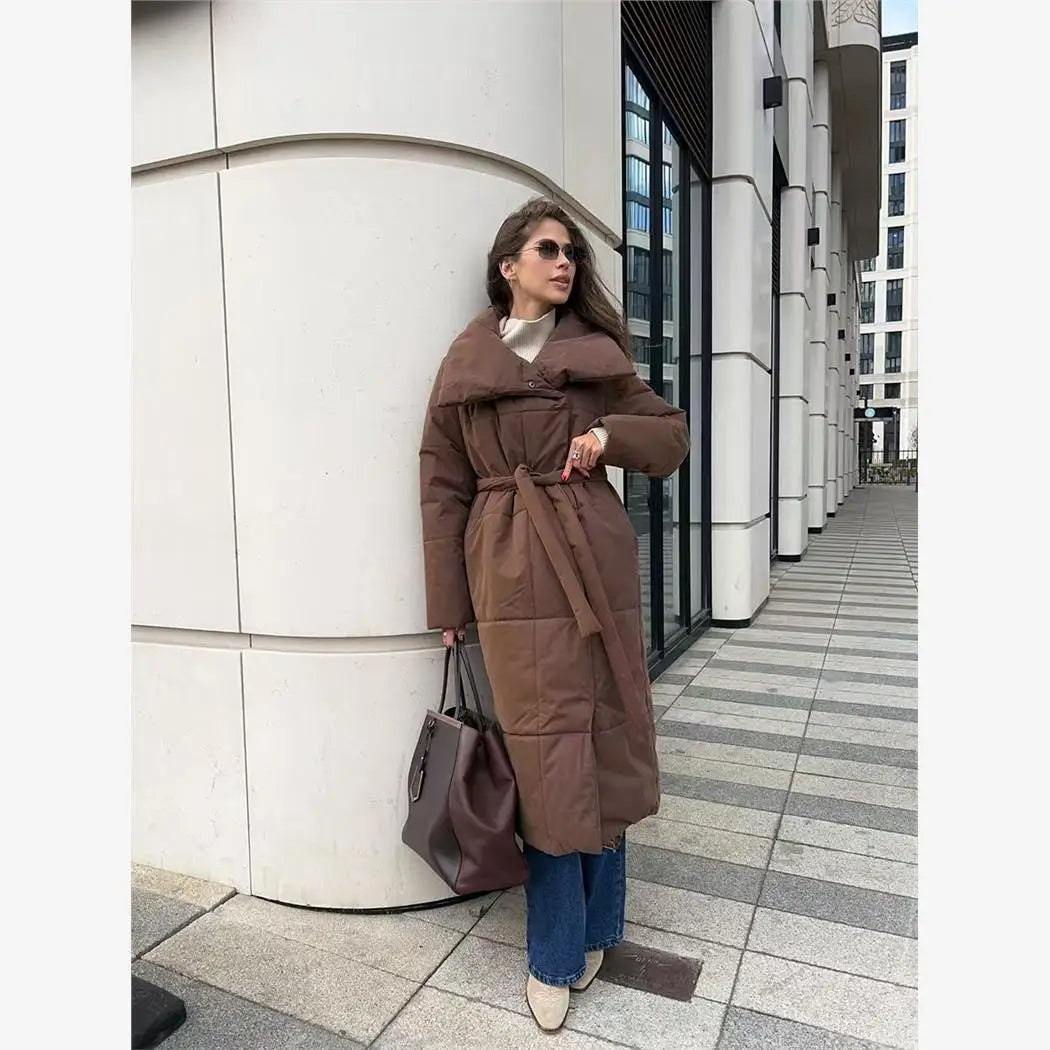 Warm Long Cotton Jaet Stand Collar Loose Fit Women's Autumn Winter Coat Thiened Long Sve  Color Commute Sle