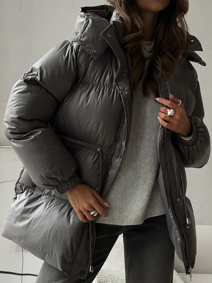 2025 New Fashion Warm Padded Jacket Women Winter Parkas Long Sleeve Hooded Bread Cotton Clothes Female Thick Jacket Outerwear