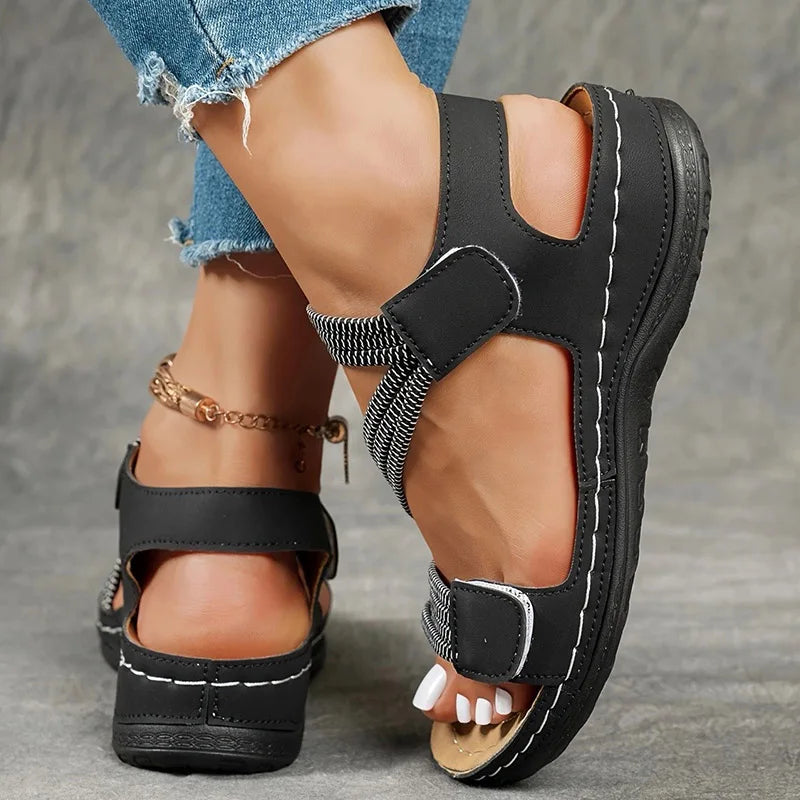 Women's Summer Wedge Sandals – Retro Open Toe Outdoor Footwear