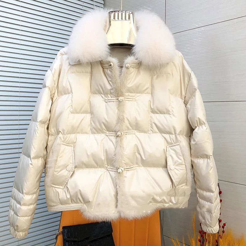 Winter Lightweight Fur Collar Short Down Jacket – Women