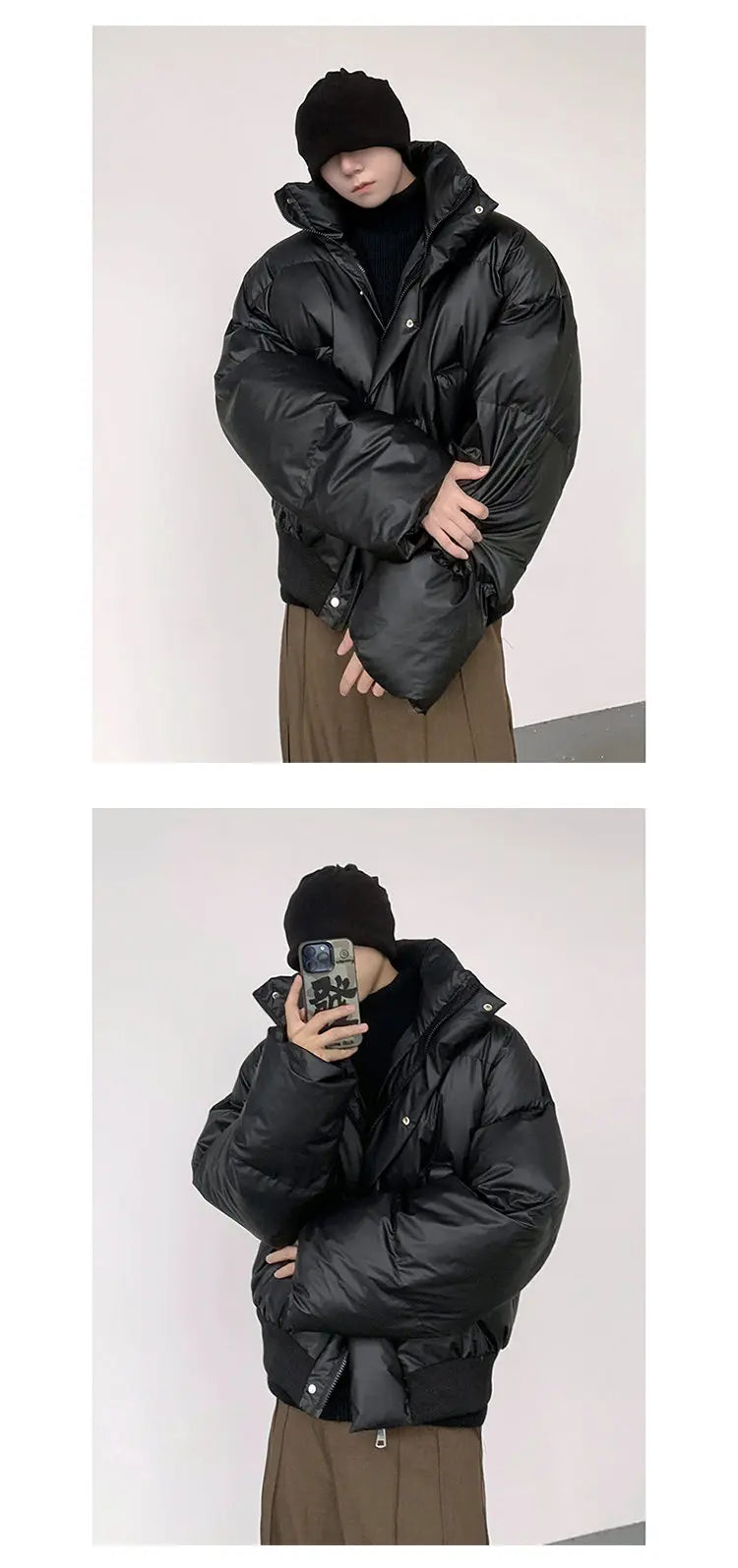 Trendy Turtleneck Cotton-Padded Jacket for Men – High-End Warm Winter Parka