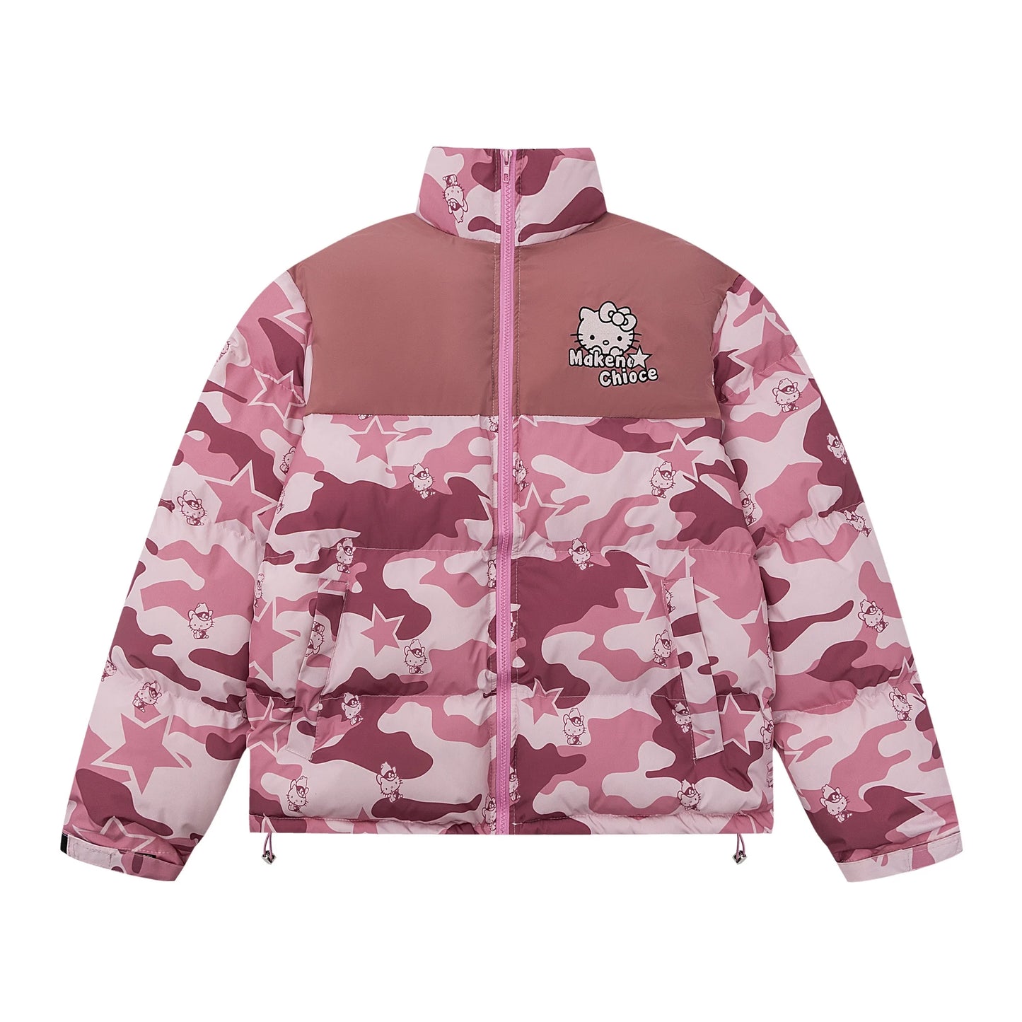 Hello Kitty Winter Women Camouflage Down Jacket Thicken Coat Sanrio Anime Kawaii Warm Cotton Clothes Tops Girl Student Loose