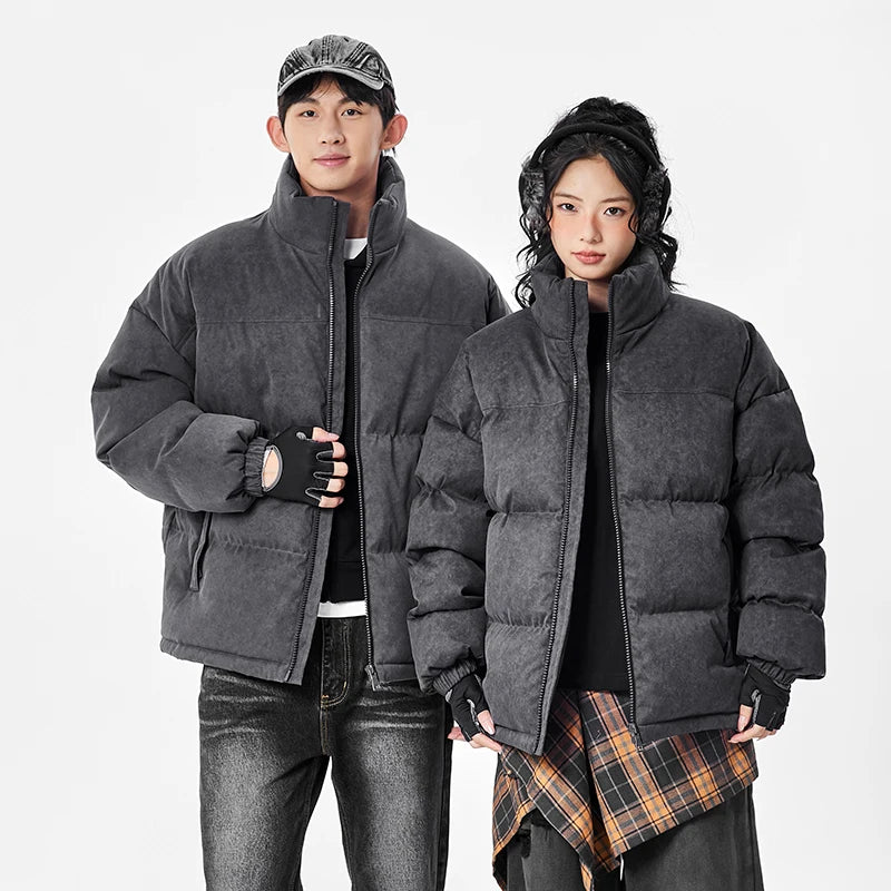 Warm Unisex Stand Collar Jacket Coats Outdoor Parka Cotton-Padded couple Pure Cotton loose High Quality brand winter clothing
