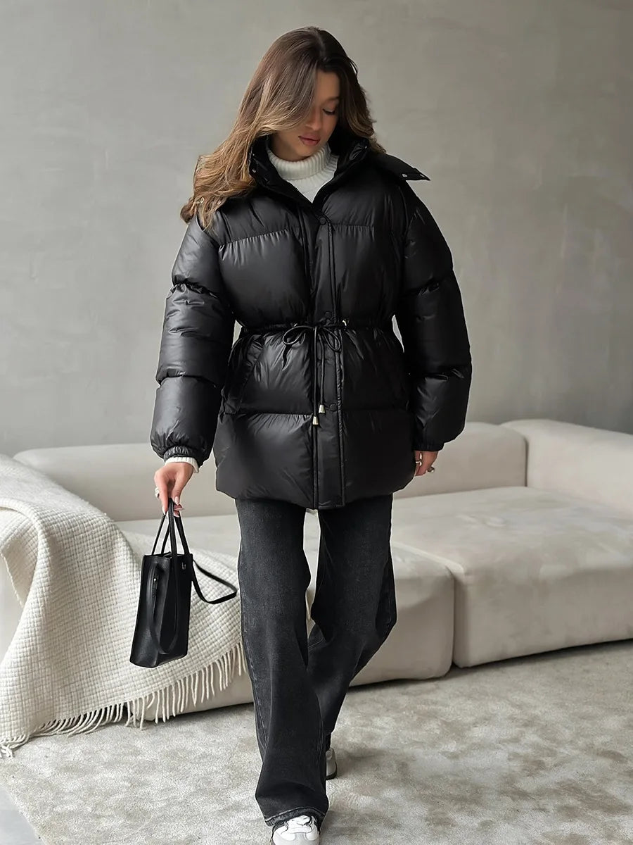 2025 New Fashion Warm Padded Jacket Women Winter Parkas Long Sleeve Hooded Bread Cotton Clothes Female Thick Jacket Outerwear