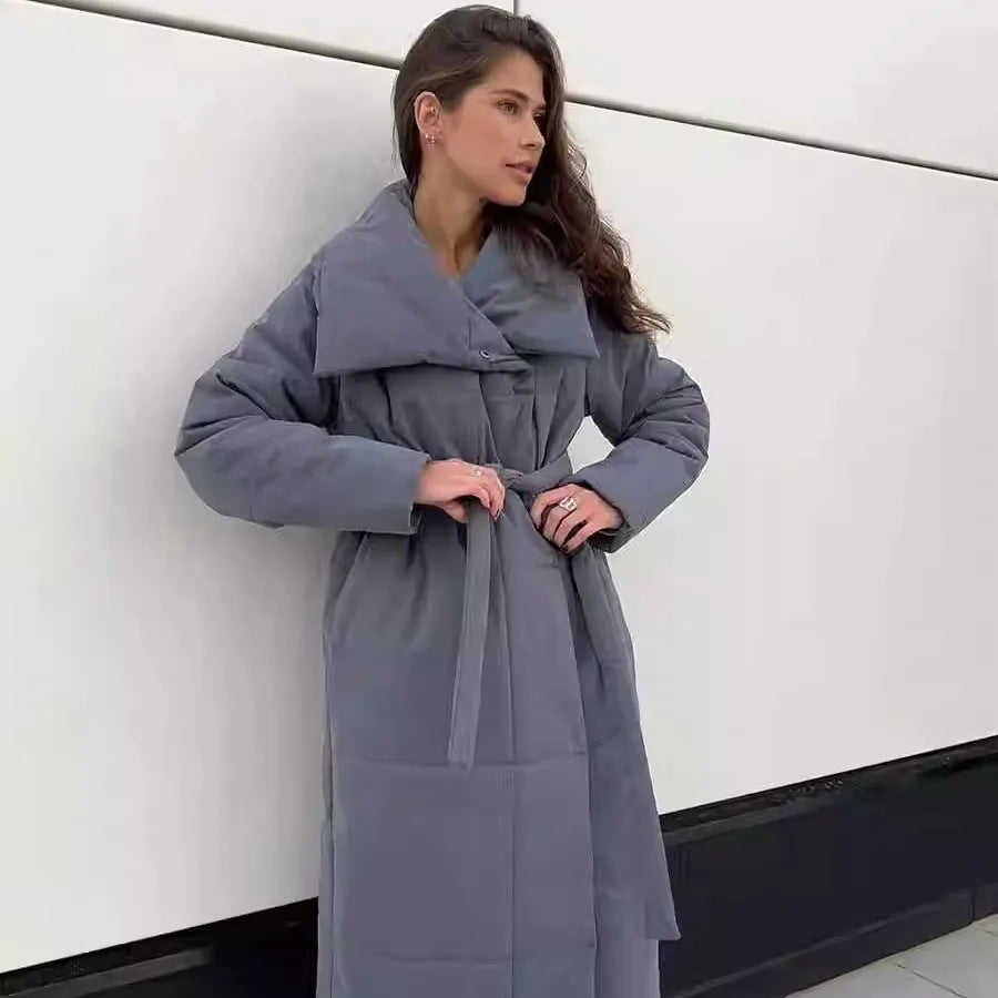 Warm Long Cotton Jaet Stand Collar Loose Fit Women's Autumn Winter Coat Thiened Long Sve  Color Commute Sle