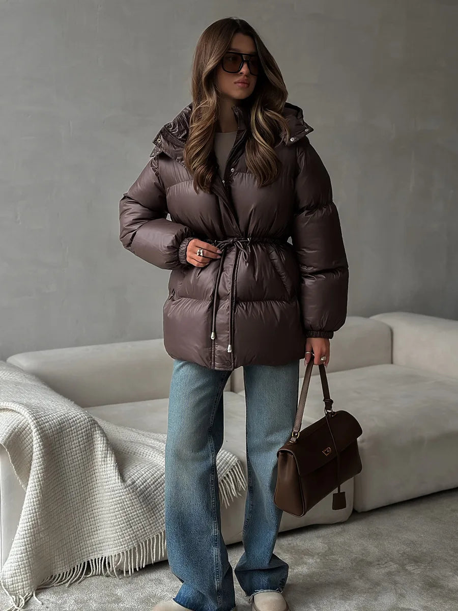 2025 New Fashion Warm Padded Jacket Women Winter Parkas Long Sleeve Hooded Bread Cotton Clothes Female Thick Jacket Outerwear