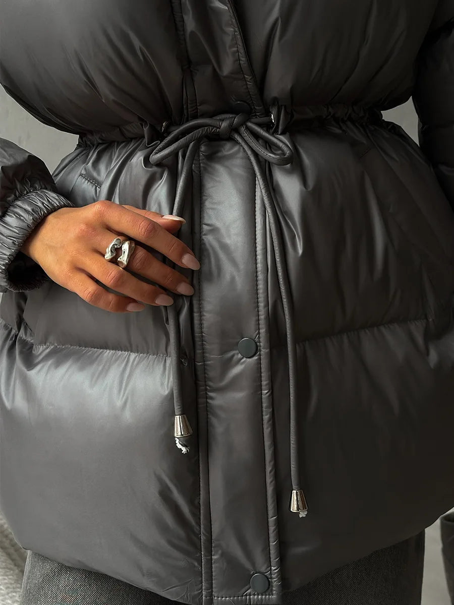 2025 New Fashion Warm Padded Jacket Women Winter Parkas Long Sleeve Hooded Bread Cotton Clothes Female Thick Jacket Outerwear